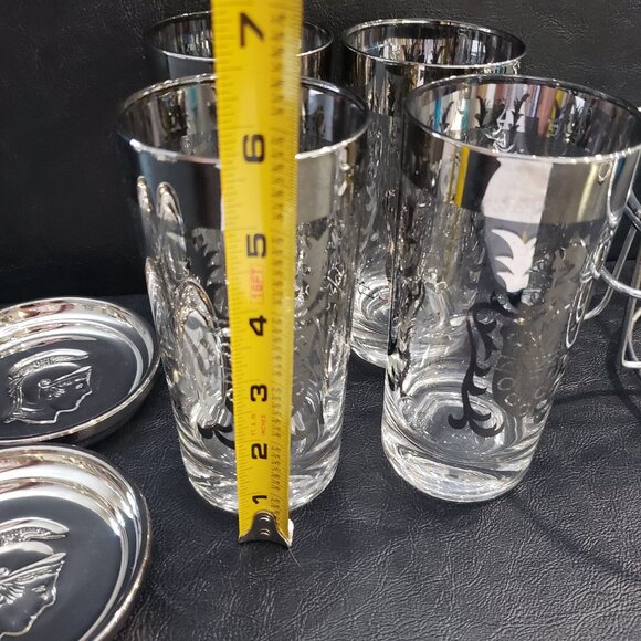 Retro Kimiko Guardian silver " Coat of Arms " Caddy with Glasses and Coasters - Picture 9 of 12